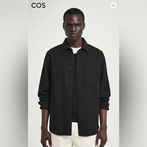 COS Men's Black Dress Shirt Button Up Classic Work 1 Pocket Minimalist Work